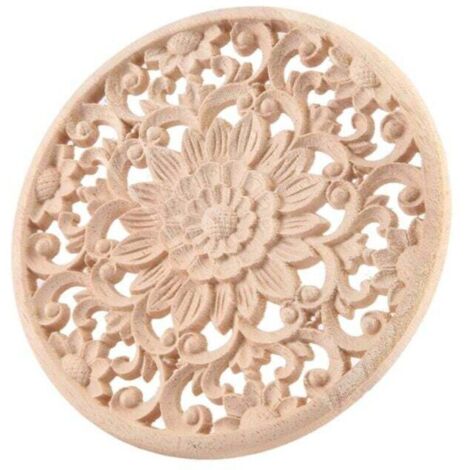 Appliques Bois Sculptées Fleurs Décoratives Moulures Meuble Armoire Décalque 15x15x0.8cm Non Peintes