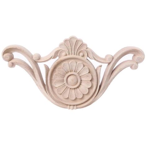 Appliques décoratives en bois naturel sculpté pour meubles, armoires, portes de lit, non peintes