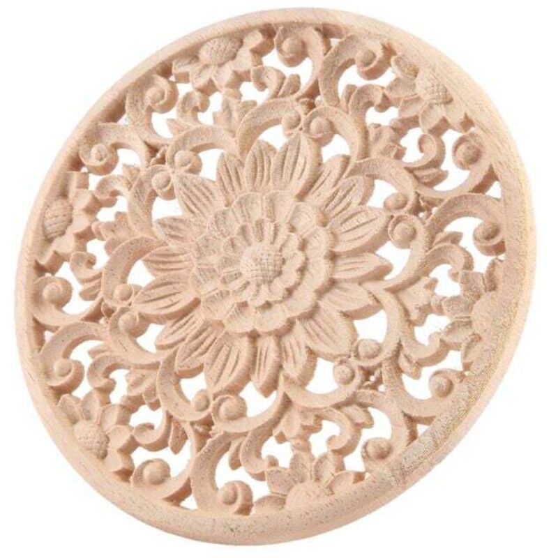 Appliques Bois Sculptées Fleurs Décoratives Moulures Meuble Armoire Décalque 15x15x0.8cm Non Peintes