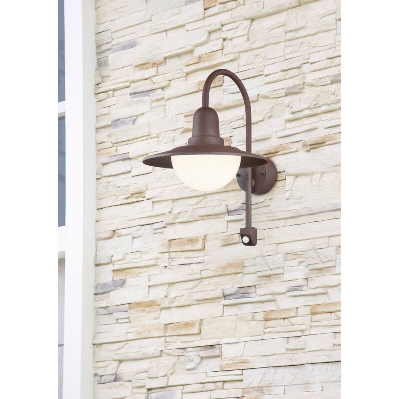 Luminaires de jardin, Applique murale outdoor avec détecteur Norman Marron en Metal Trio