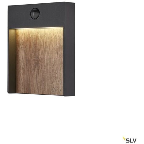Appliques extérieures LED avec détecteur FLATT SENSOR applique extérieure anthracite/imitation bois LED 16W 3000/400 - SLV 10029