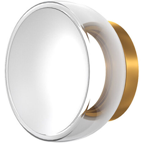 Appliques - Lampade Da Parete Drum Metallo Oro Vetro Bianco 1 Luce Led 8W Calda