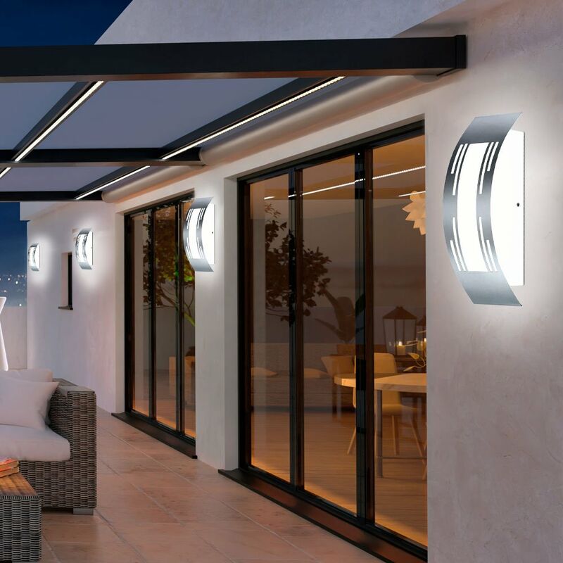 Lot de 4 appliques extérieures LED balcon de jardin éclairage inox décor poinçonnage