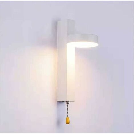 Appliques murales Applique murale 9W Éclairage tricolore Luminaire mural sélectionnable avec interrupteur à tirette pour salon, chambres, escaliers, cuisinesn.Blanc