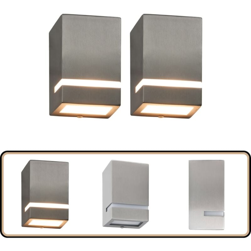 Appliques murales d'extérieur 2 pcs 35 w Argenté Rectangulaire - Applique Murale Extérieure - Éclairage Extérieur - Luminaire Extérieur - Lampadaire
