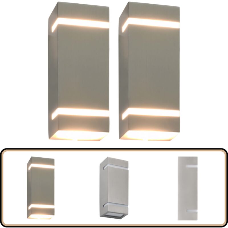 Appliques murales d'extérieur 2 pcs 35 w Argenté Rectangulaire - Applique Murale Extérieure - Éclairage Extérieur - Luminaire Extérieur - Lampadaire