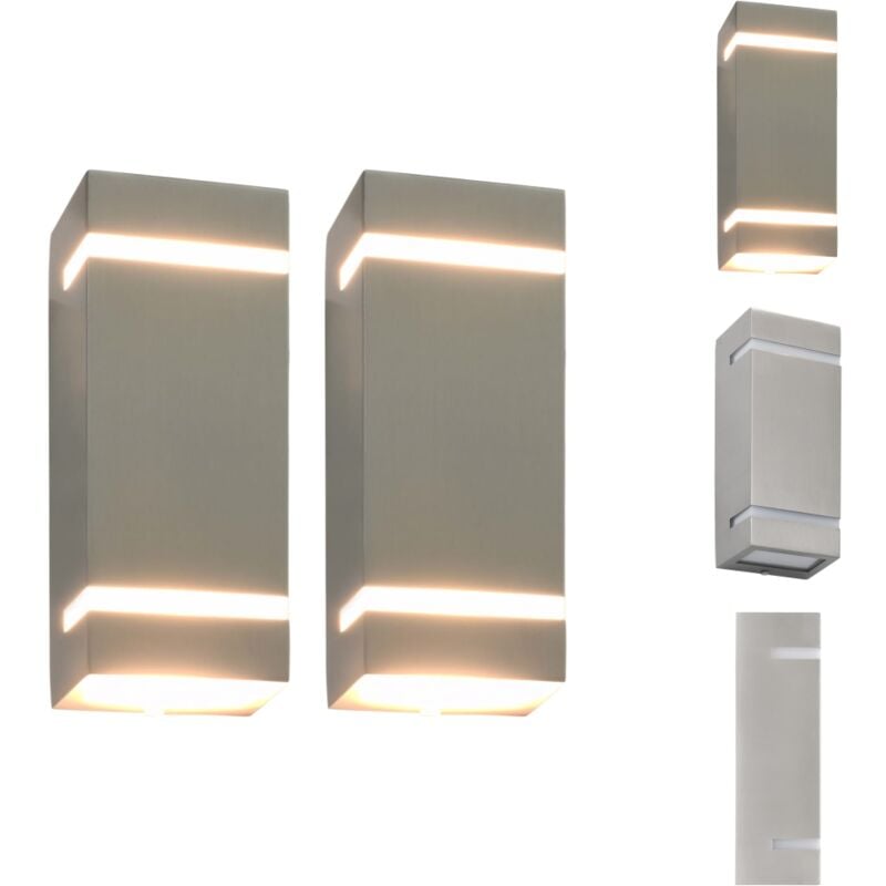 Appliques murales d'extérieur 2 pcs 35 w Argenté Rectangulaire - Applique Murale Extérieure - Éclairage Extérieur - Luminaire Extérieur - Lampadaire