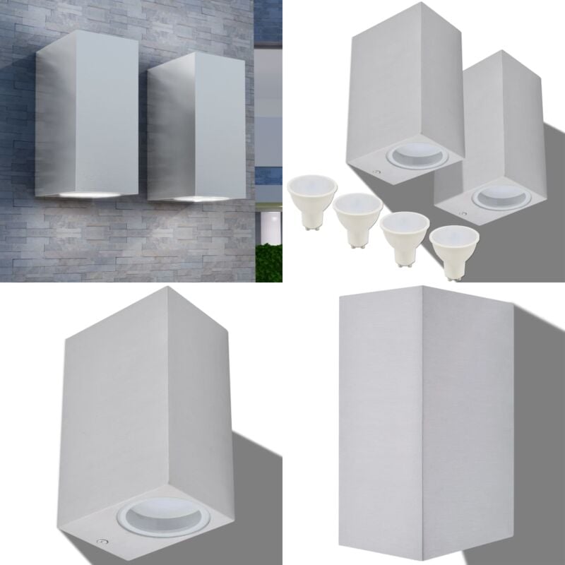 Appliques murales d'extérieur 2 pcs Carré vers le bas/haut - Applique Murale Extérieure - Éclairage Extérieur - Luminaire Extérieur - Lampadaire