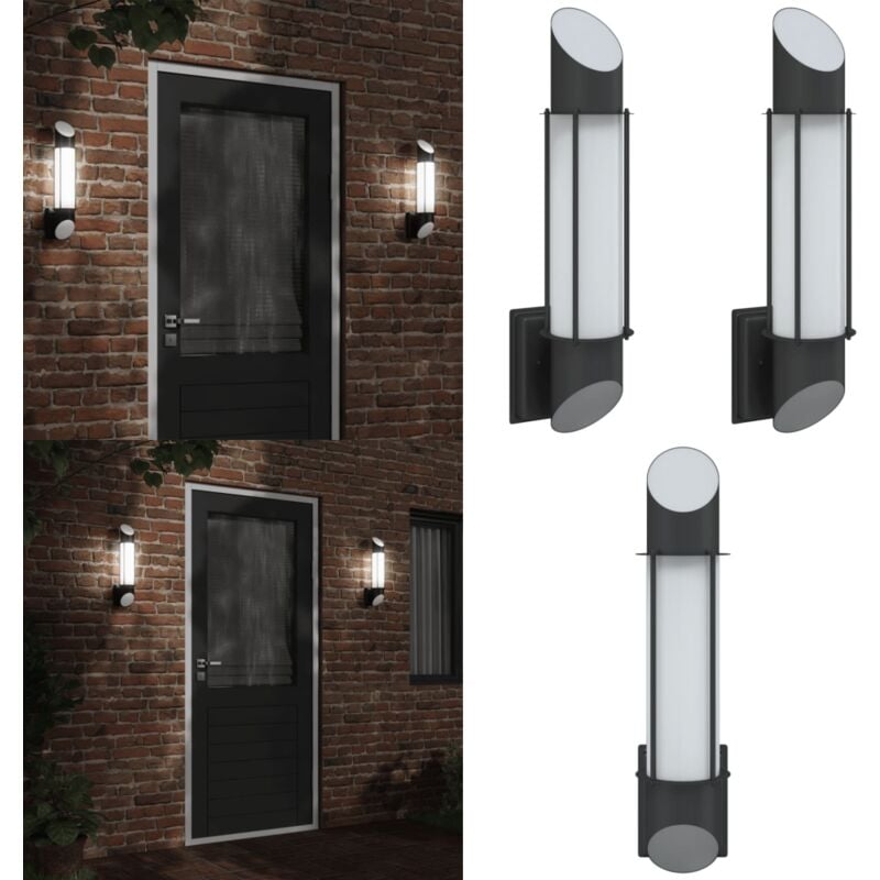 Appliques murales d'extérieur 2 pcs noir acier inoxydable - Applique Murale Exterieure - Éclairage Extérieur - Luminaire Mural - Lampadaire Extérieur