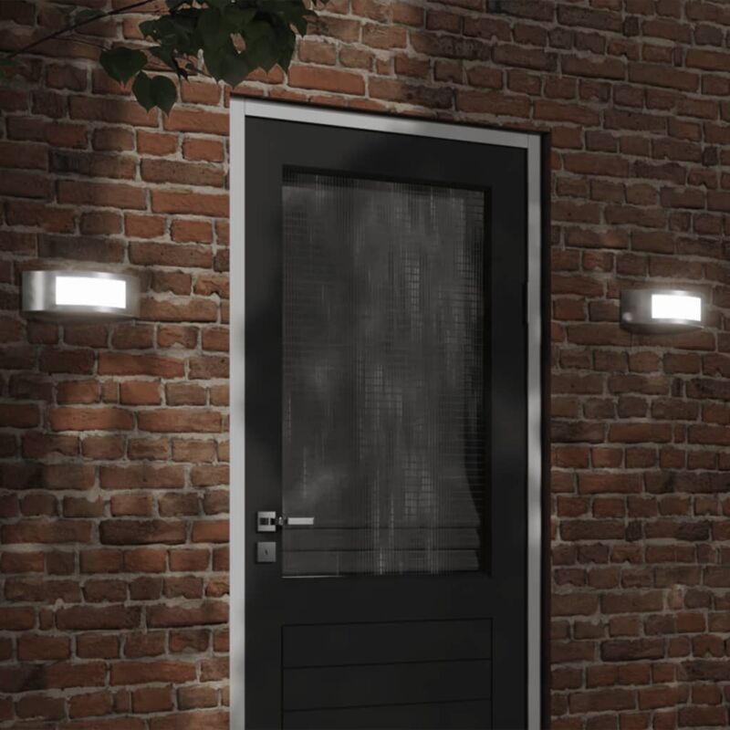 Appliques murales d'extérieur 2pcs argenté acier inoxydable - Vidaxl