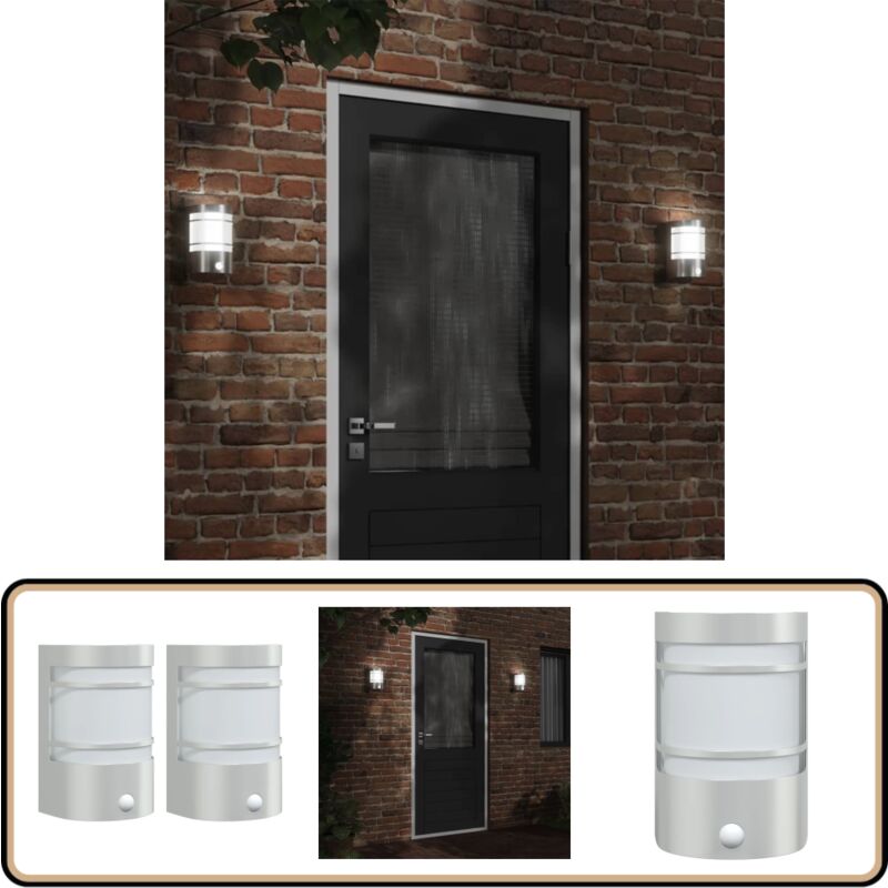 Appliques murales d'extérieur et capteurs 2pcs acier inoxydable - Applique Murale Exterieure - Éclairage Exterieur - Luminaire Mural - Capteur De