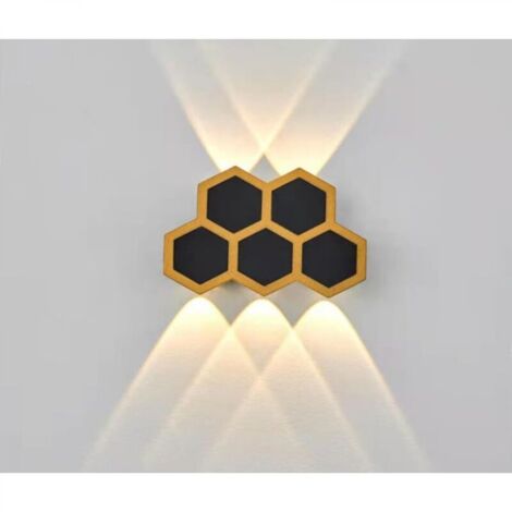 Appliques murales d'extérieur LED 5 W, noir et doré, étanches, éclairage direct et indirect, blanc chaud