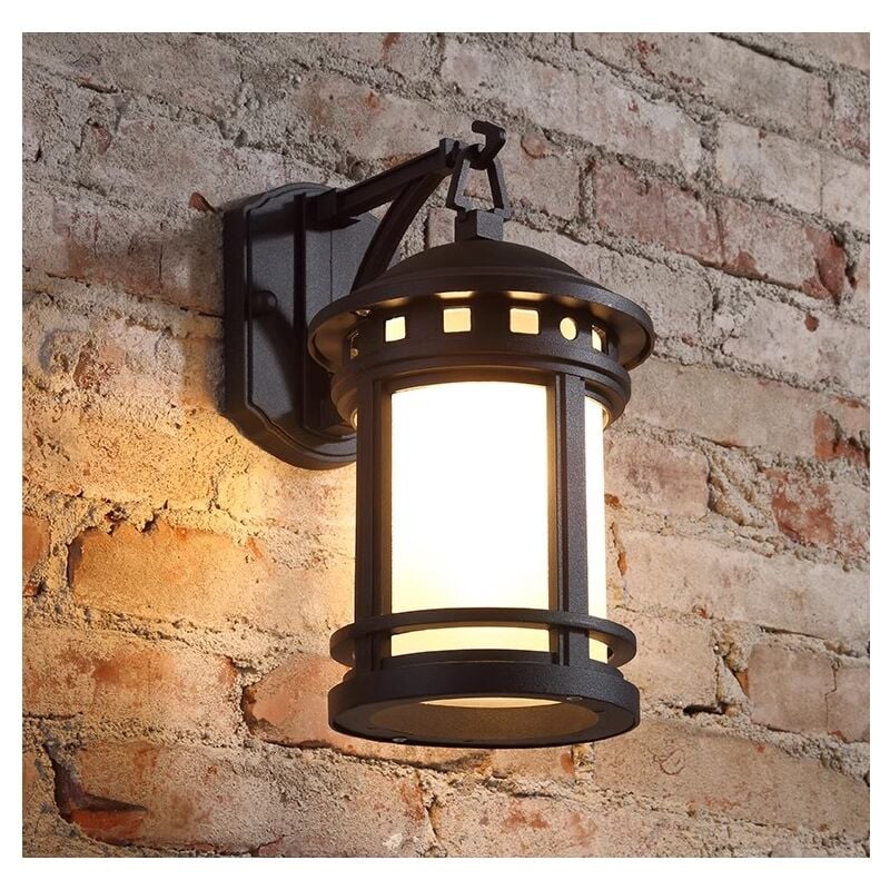 Appliques Murales En Verre Vintage Rustique Lampe Murale Rétro Métal Noir Pour Chambre à Coucher Bar Restaurant