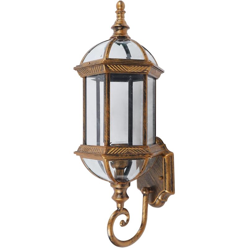 Appliques Murales Extérieures Etanches Luminaires Lanterne Murale Extérieure Lampes de Maison en Métal avec Verre Granuleux Transparent pour la