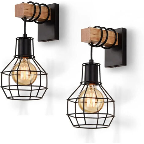 Appliques murales industrielles noires JOYINLED, luminaire mural cage - Éclairage de style ferme pour salon, cuisine, chambre