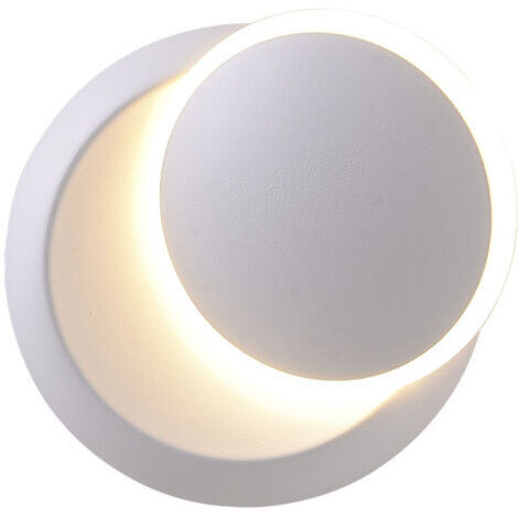 Appliques Murales Interieur Blanc Lampe Murale LED 7W Moderne Applique Murale Blanc Chaud Créatif Eclipse 2 en 1 Fer Applique Murale Lampe Led (Blanc) [Classe énergétique E]