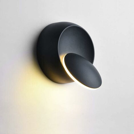 Appliques Murales Interieur LED 5W Blanc Chaud, Moderne Lampe Murale Créatif 2 en 1 Fer Applique Murale Lampe Led (Noir)
