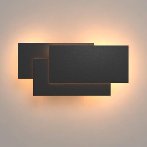 Appliques Murales Interieur LED Lampe 24W 1920LM Moderne Applique Murale pour Chambre Maison Couloir Salon Blanc chaud 3000K, Noir
