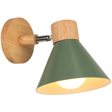 Appliques Murales Intérieur Moderne E27 Lampe Murale Industrielle Réglable Applique Murale Bois Applique Murale Décoration pour Chambre Salon Couloir Café, Ø18cm, Gris vert