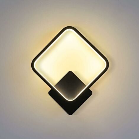 Appliques Murales Intérieur Salon LED Appliques Murales Carrées Luminaires Modernes Intérieurs Appliques Murales pour Chambre Couloir Couloir, Noir