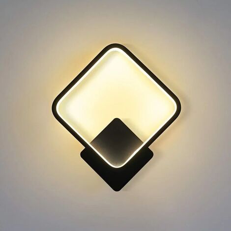Appliques Murales Intérieur Salon LED Appliques Murales Carrées Luminaires Modernes Intérieurs Appliques Murales pour Chambre Couloir Couloir, Noir
