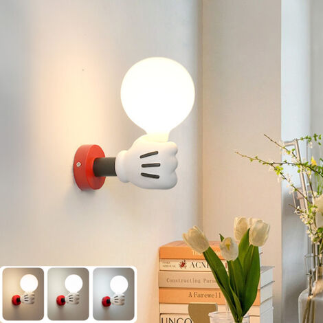 Appliques murales, lampe de chevet, veilleuse Mickey Cartoon, lampe de lecture murale en résine avec ampoule, 3 températures de couleur réglables