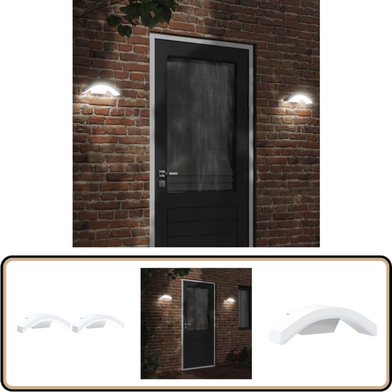 Appliques murales led d'extérieur 2 pcs blanc - Applique Murale Exterieure - Éclairage Extérieur - Luminaire Led - Lampadaire Extérieur - Lumière