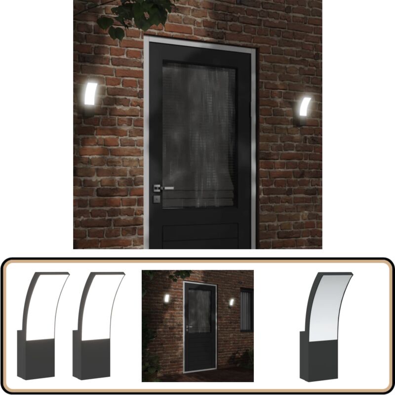 Appliques murales led d'extérieur 2 pcs noir - Applique Murale Exterieure - Éclairage Extérieur - Luminaire Led - Lampadaire Extérieur - Lumière