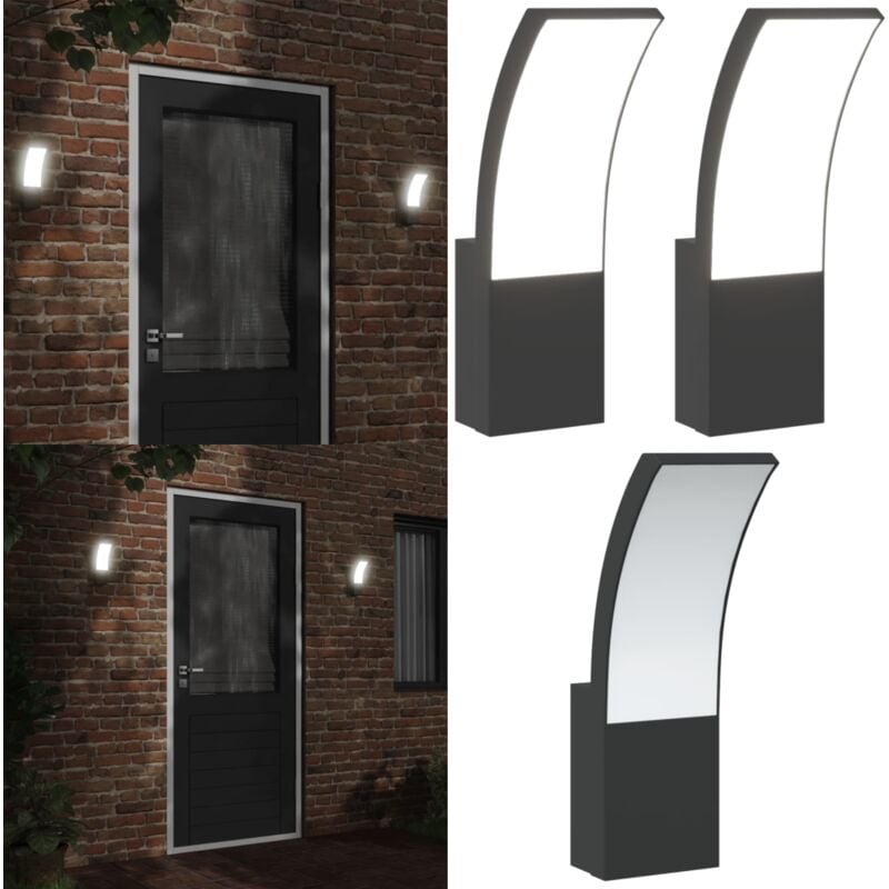 Appliques murales led d'extérieur 2 pcs noir - Applique Murale Exterieure - Éclairage Extérieur - Luminaire Led - Lampadaire Extérieur - Lumière