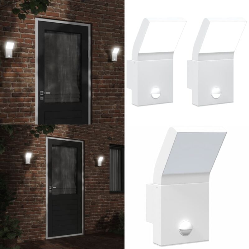 Appliques murales led d'extérieur avec capteurs 2 pcs blanc - Applique Murale Exterieure - Éclairage Extérieur - Luminaire Led - Lampadaire Extérieur