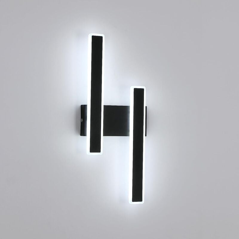 Goeco - Applique Murale led Moderne Lampe murale Blanc Froid 6000K Pour chambre à coucher, salon, couloir, entrée Noir
