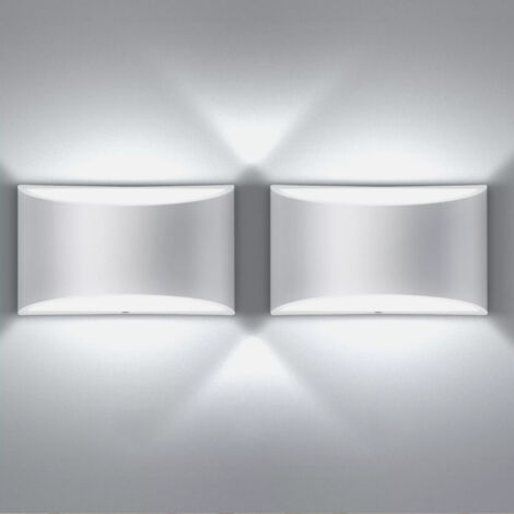 Appliques murales LED modernes, ensemble de 2 appliques murales blanc froid 6000K, applique murale haut et bas 7W, applique murale d'intérieur