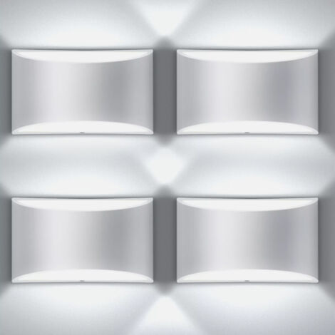 Appliques murales LED modernes, ensemble de 4 appliques murales blanc froid 6000K, applique murale haut et bas 7W, applique murale d'intérieur