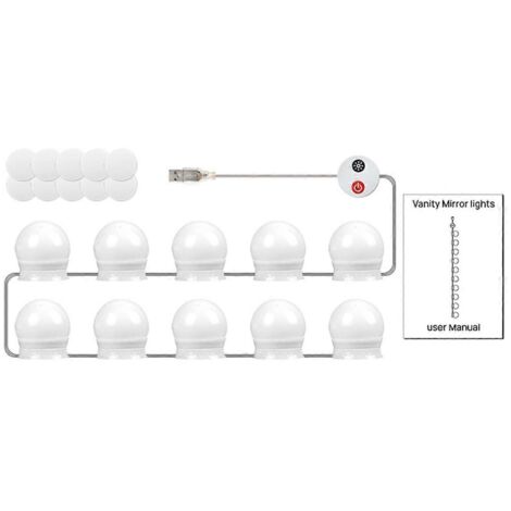 Appliques murales LED pour salle de bain avec 10 ampoules à intensité variable ---