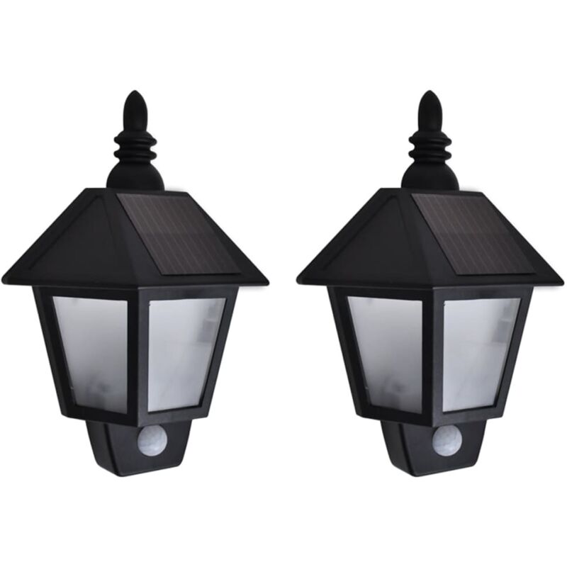 Appliques murales solaires 2 pcs avec capteur de mouvement Noir Vidaxl