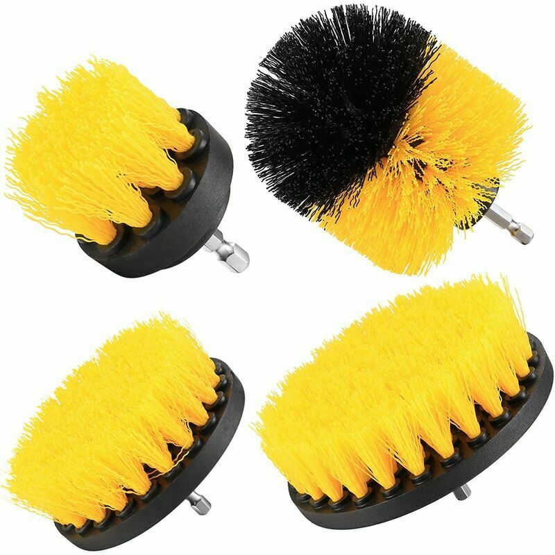 Appliquez 4 pcs pinceaux de perceuse, kit de fixation de brosse de lavage, pinceaux de nettoyage pour perceuse, intérieur de la voiture, tapis, cuir,