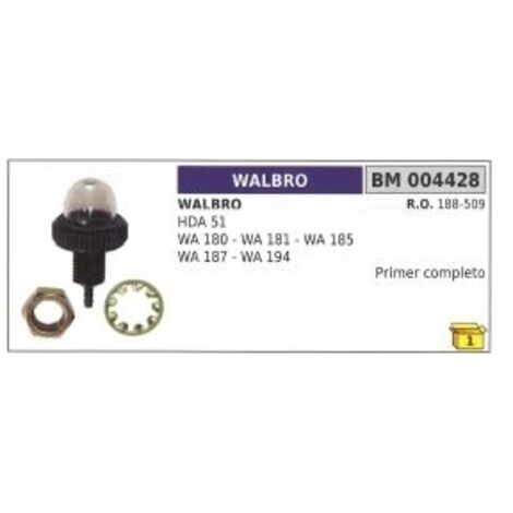 Apprêt mélange essence WALBRO HDA51 - WA180 débroussailleuse à carburateur
