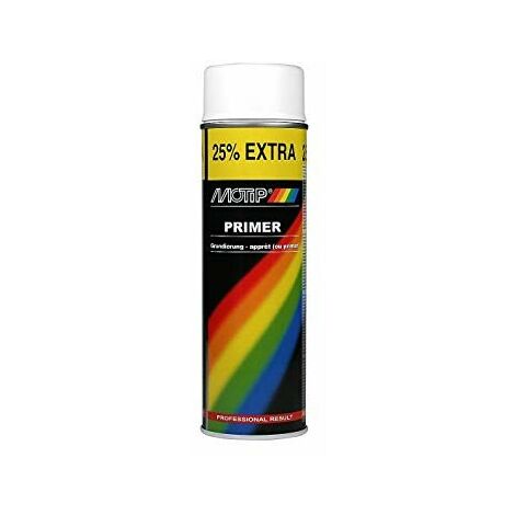 Apprêt blanc 500ml – Bombe de peinture aérosol – Séchage rapide 5-10 min – Grande résistance à la corrosion – Pour surfaces bois et métal – Motip