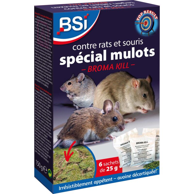 BSI - Appâts souris et rats 'Broma Kill'. Boite 150 g. . 64209