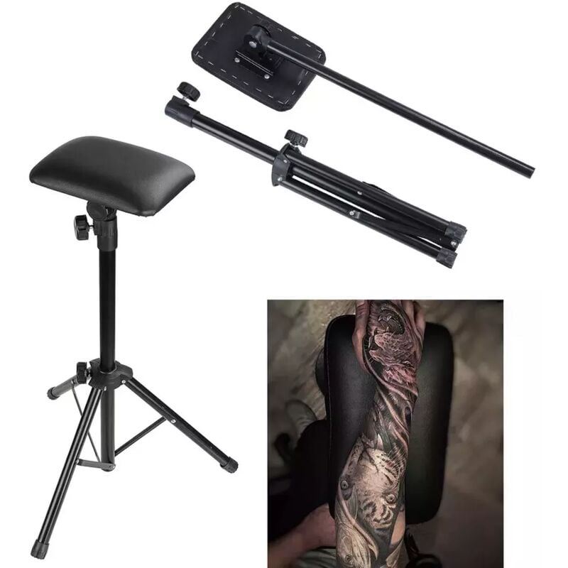 Senderpick - Appui-bras réglable pour tatouage - Design ergonomique, hauteur réglable, support d'appui-bras en cuir portable et pliable - Fournitures