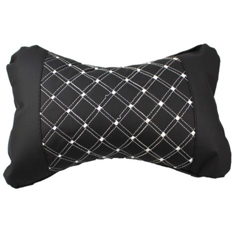 Appui-tête cervical auto universel coussin repos [microfibre] [PP cotton] [28x18x10cm] [noir ligne blanche] 1 unité