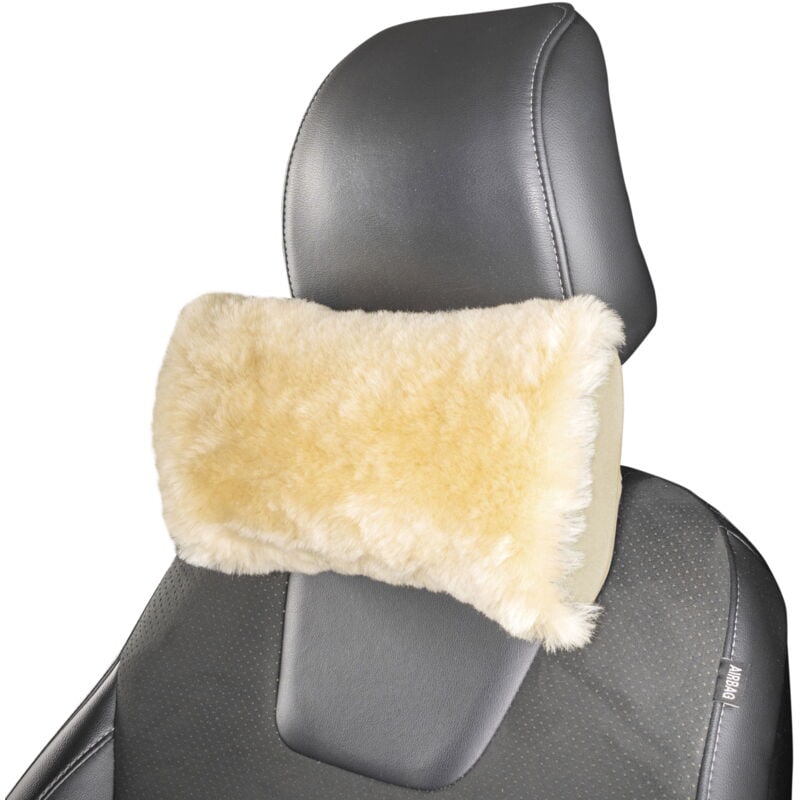 Appui-tête Mila en peau d'agneau beige