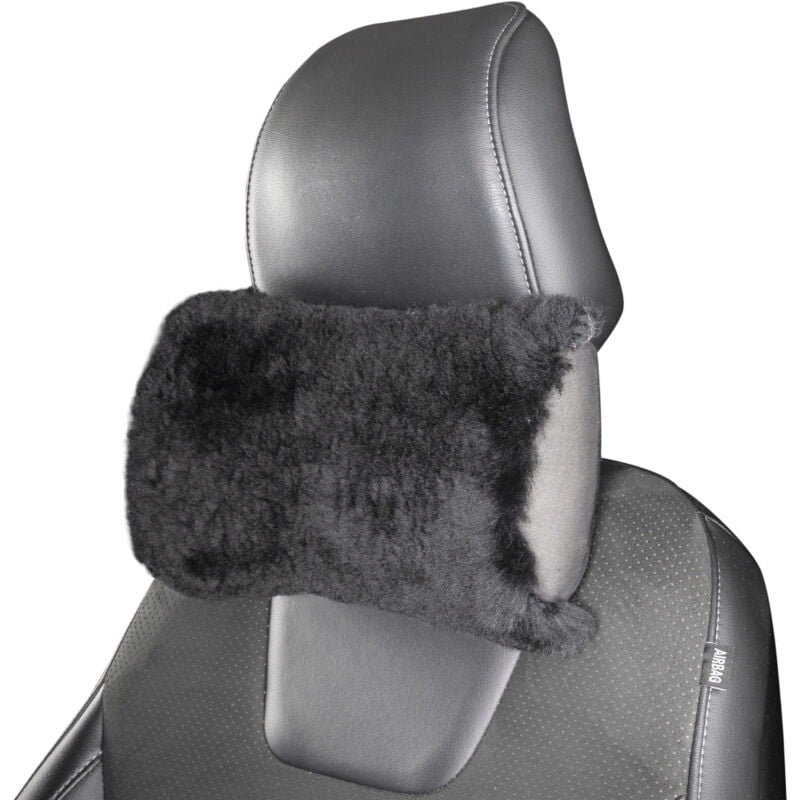 Appui-tête Mila en peau d'agneau noir