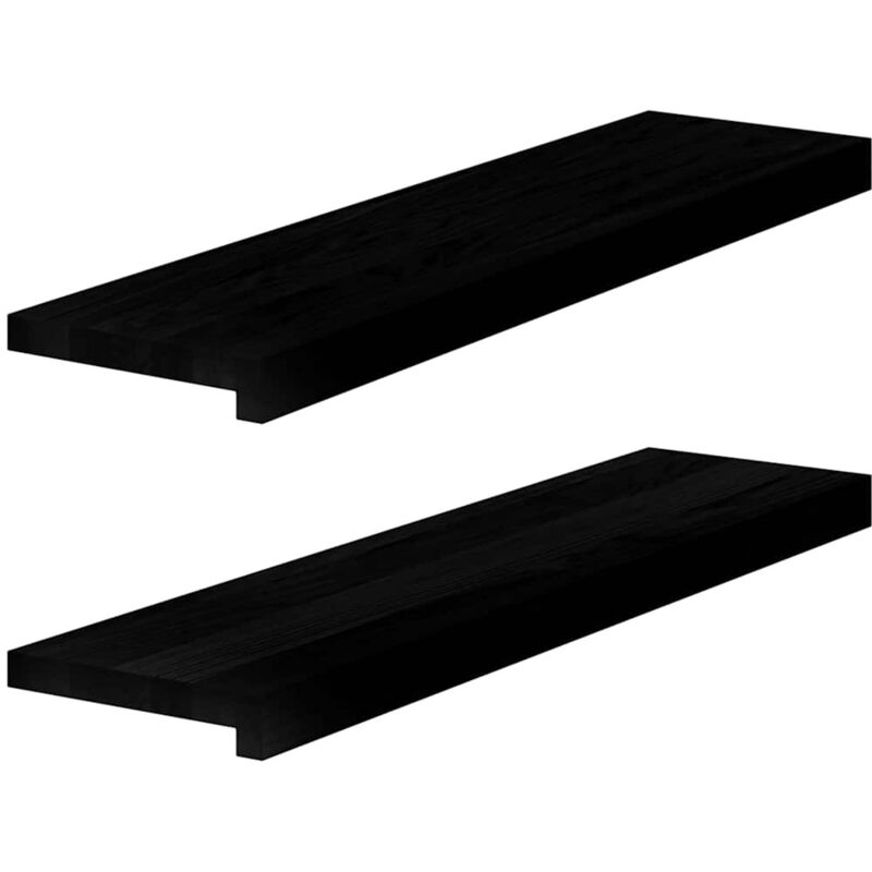 vidaXL Fensterbänke 2 Stk. Braun-Schwarz 80x20x2 cm Massivholz Eiche