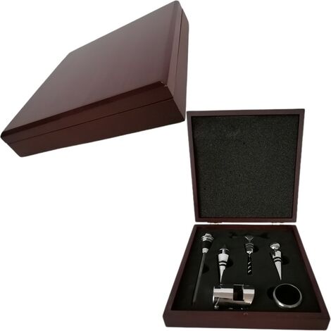 Apri bottiglia vino accessori sommelier degustazione salvagoccia versatore  apribottiglie termometro cavatappo cassetta in legno