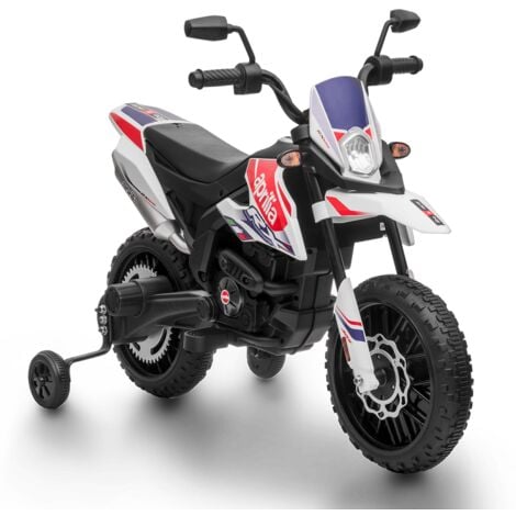 PLAYKIN APRILIA RX 12V Batterie-Motorrad für Kinder, offizielle Lizenz, Fernsteuerung, Licht und Sound