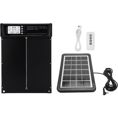 Apriporta automatico in alluminio per pollaio, alimentato a energia solare, con sensore di luce, timer e telecomando, per casa e fattoria.