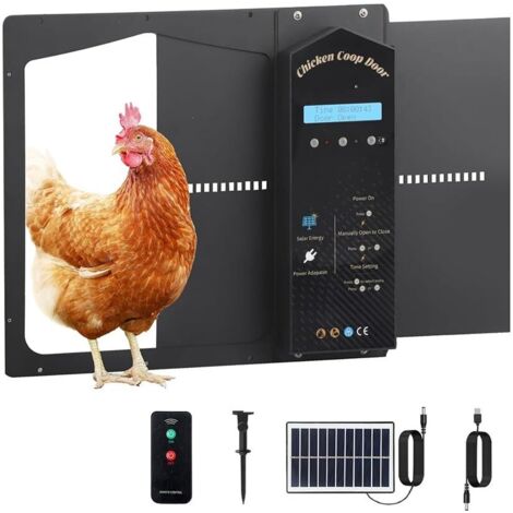Apriporta solare per pollaio completamente automatico, display LCD con timer e sensore di luce per polli, anatre e conigli