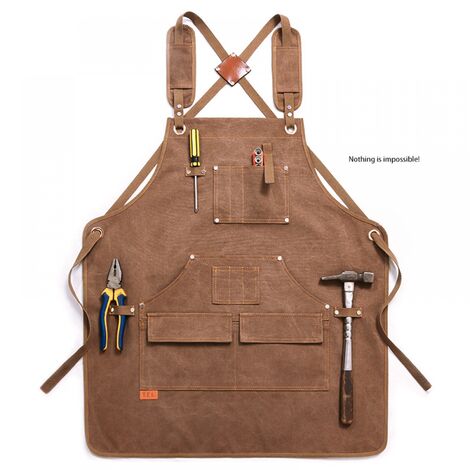 Apron Canvas Heavy Duty Work Apron With Pockets - Deluxe Edition with Quick Release Bucklesuitable for Men and Women