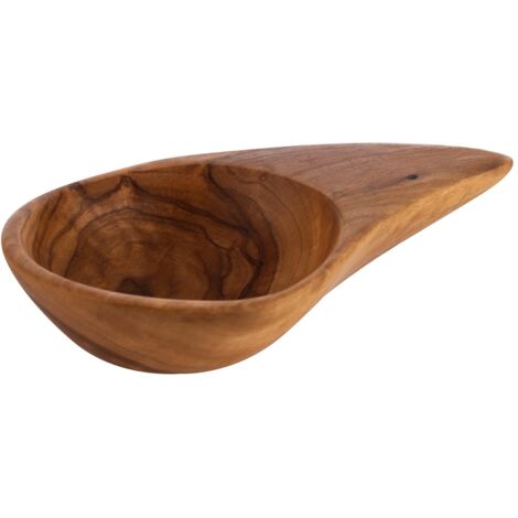 APS 1025 Set di 2 ciotole in legno d'ulivo, 12,50 cm x 8 cm x 2,50 cm (ogni parte è un pezzo unico. Il colore e le venature possono variare)